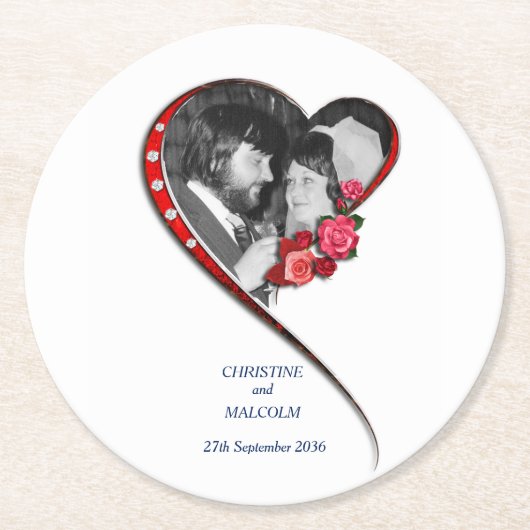 Swirling hart bruiloft ronde kartonnen onderzetter (Voorkant)