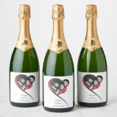Swirling hart bruiloft sparkling wijnetiket (Flessen)
