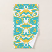 Swirling Patroon in Turquoise en Geel Bad Handdoek (Handdoek)