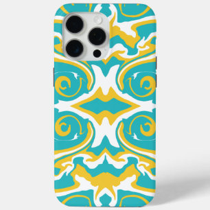 Swirling Patroon in Turquoise en Geel iPhone 15 Pro Max Hoesje
