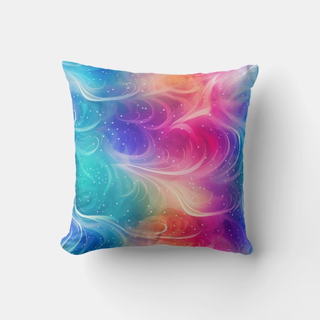 Swirling Rainbow Abstract Throw Pillow Kussen (Voorkant)