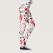 Swirling Red Decorative Heart Pattern Leggings (Rechts)