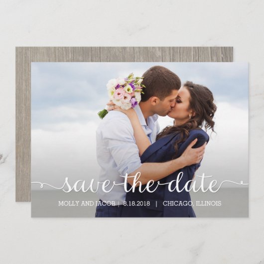 Swirling Script Wedding Enregistrer La Carte Date (Devant / Derrière)