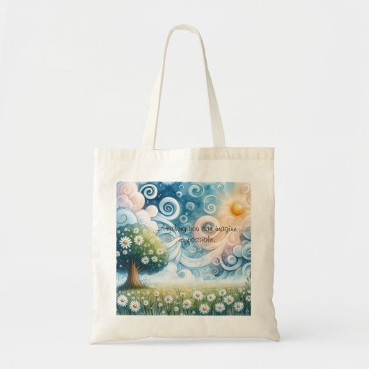 Swirling Skies / Daisies & Quote Tote Bag (Voorkant)