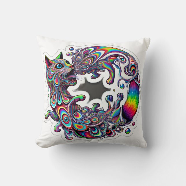 Swirling Spiral Cat Throw Pillow Kussen (Voorkant)