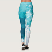 Swirling Turquoise Waves Abstract Ocean Wave Art Leggings (Achterkant)