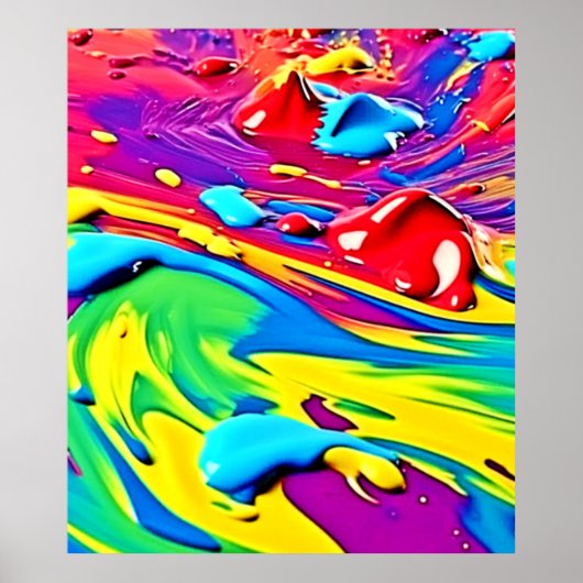 Swirling Vibrant Paint Art Poster (Voorkant)