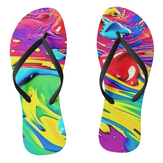 Swirling Vibrant Paint Art Teenslippers (Voetbed)