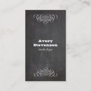 Swirls and Chalkboard Style Cool Black Visitekaartje