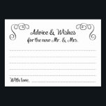 Swirls Conseils et Voeux Cartes de Mariage<br><div class="desc">Ces cartes de conseil et de voeux chères seront l'ajout parfait à votre réception de mariage. La conception comporte des coins tourbillonnants et un script décontracté "Conseil & Voeux pour le nouveau Mr et Mme". La carte dispose d'un espace permettant aux clients de laisser leurs souhaits et leur nom.</div>