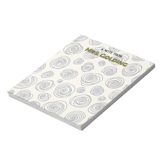 Swirls en Doodles Gepersonaliseerde Leraar Gift Notitieblok (Gedraaid)