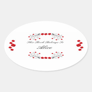 Swirls en Rozen Ovale Sticker
