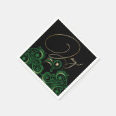 Swirls en sneeuwvlokken Goud en Groene vreugde Servet (Hoek)