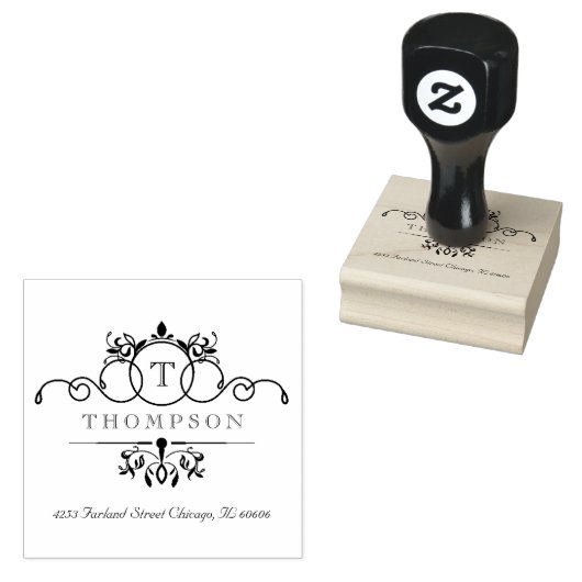 Swirls Monogram Rubber Stamp Rubberstempel (Gestempeld)