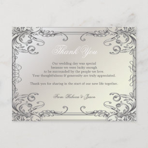 swirls Pearl White vintage bruiloft dank u Briefkaart
