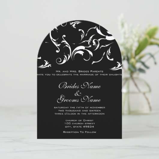 Swirls Wedding Invitation (Debout devant)