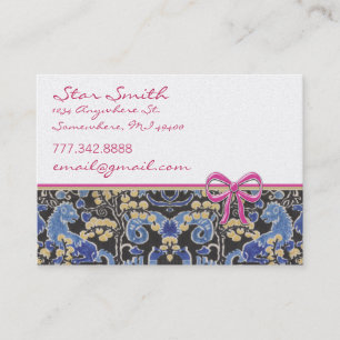 Swirly  Animal Print Blauw Tan Raspberry Visitekaartje