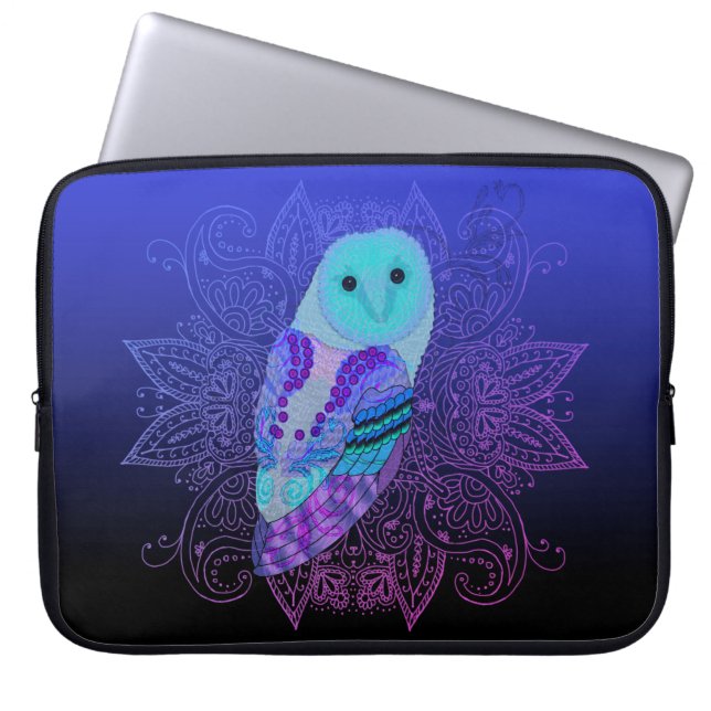 Swirly Barn Owl Laptop Sleeve (Voorkant)
