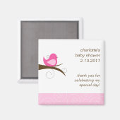 Swirly Bird Custom Baby shower Favor Magnet Magneet (Voorkant / Achterkant)