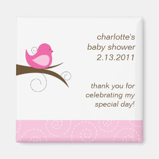 Swirly Bird Custom Baby shower Favor Magnet Magneet