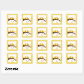 Swirly Bird Yellow Tortelduifjes bruiloft (20) Sti Vierkante Sticker (Vel)