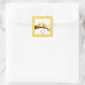 Swirly Bird Yellow Tortelduifjes bruiloft (20) Sti Vierkante Sticker (Tas)