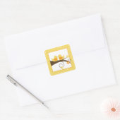 Swirly Bird Yellow Tortelduifjes bruiloft (20) Sti Vierkante Sticker (Envelop)