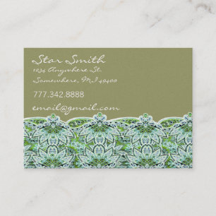 Swirly Bloemen Paisly Sage Groen Visitekaartje