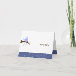 Swirly Blue Bird Note Kaart Bedankt Note Gevouwen