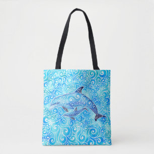 Swirly Dolphin Family Draagtas