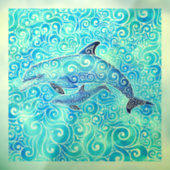 Swirly Dolphin Family Raamsticker (Vel 3)