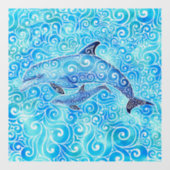Swirly Dolphin Family Raamsticker (Vel)