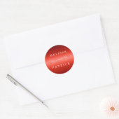 Swirly en script bruiloft faux rode Folie Ronde Sticker (Envelop)