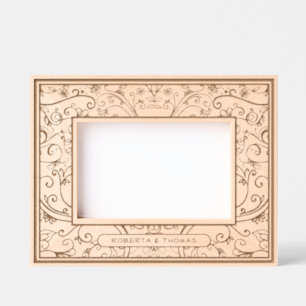 Swirly Flourish All Over Design met namen 4x6L Gegraveerde Lijstjes