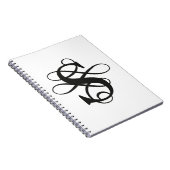 Swirly Flourish Initiaal monogram Notitieboek (Rechterzijde)