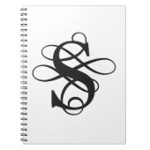 Swirly Flourish Initiaal monogram Notitieboek (Voorkant)