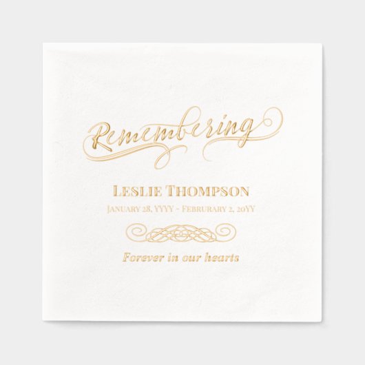 Swirly Herinnering Dood Jubileum Folie Servetten (Voorkant)