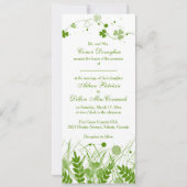 Swirly Ierse shamrock in een weide Bruiloft Kaart (Achterkant)