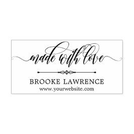 Swirly Kalligrafie Gemaakt met Liefde - Jouw naam Rubberstempel