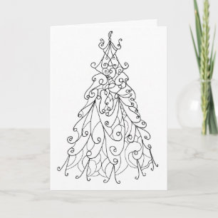 Swirly Kerstboom tekening Feestdagen Kaart