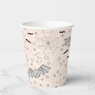 Swirly Oranje Batty, Stars & Moons Spooky Schattig Papieren Bekers