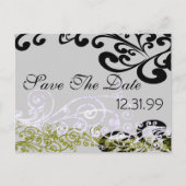 Swirly Paarse & Groen Save The Date Aankondigingskaart (Voorkant)