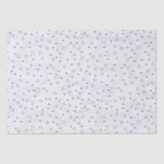 Swirly Pastel Paarse sterren en manen Tissuepapier (Voorkant)