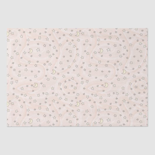 Swirly Pastel Sinaasappel Stars & Moons Tissuepapier (Voorkant)