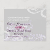 Swirly Photo Bewaar de datum Aubergine & Berry Aankondigingskaart (Achterkant)