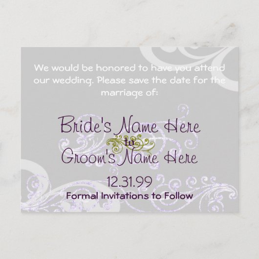 Swirly Photo Sla de datum op Aankondigingskaart (Achterkant)