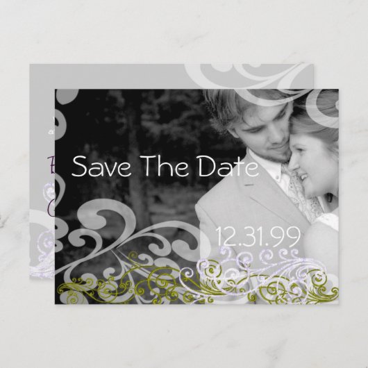 Swirly Photo Sla de datum op Aankondigingskaart (Voorkant / Achterkant)