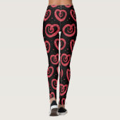 Swirly Red Abstract Hearts Pattern Leggings (Achterkant)