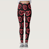 Swirly Red Abstract Hearts Pattern Leggings (Voorkant)