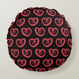 Swirly Red Abstract Hearts Pattern Rond Kussen